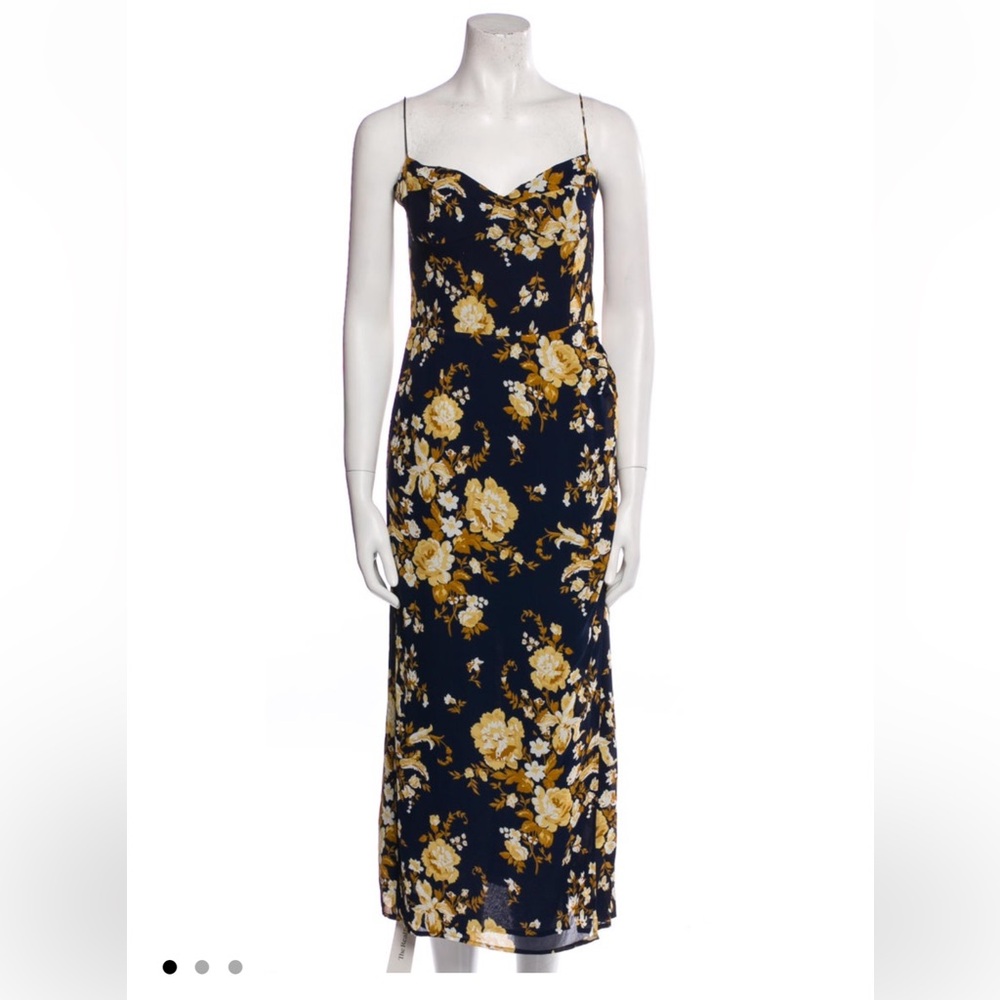 Reformation Yellow and Blue Sheath Midi Dress Spaghetti Strap